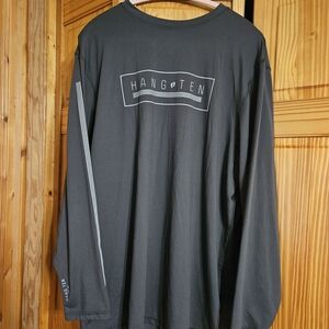 Hang Ten Dark Gray Long Sleeve Graphic Tee with White Logo
